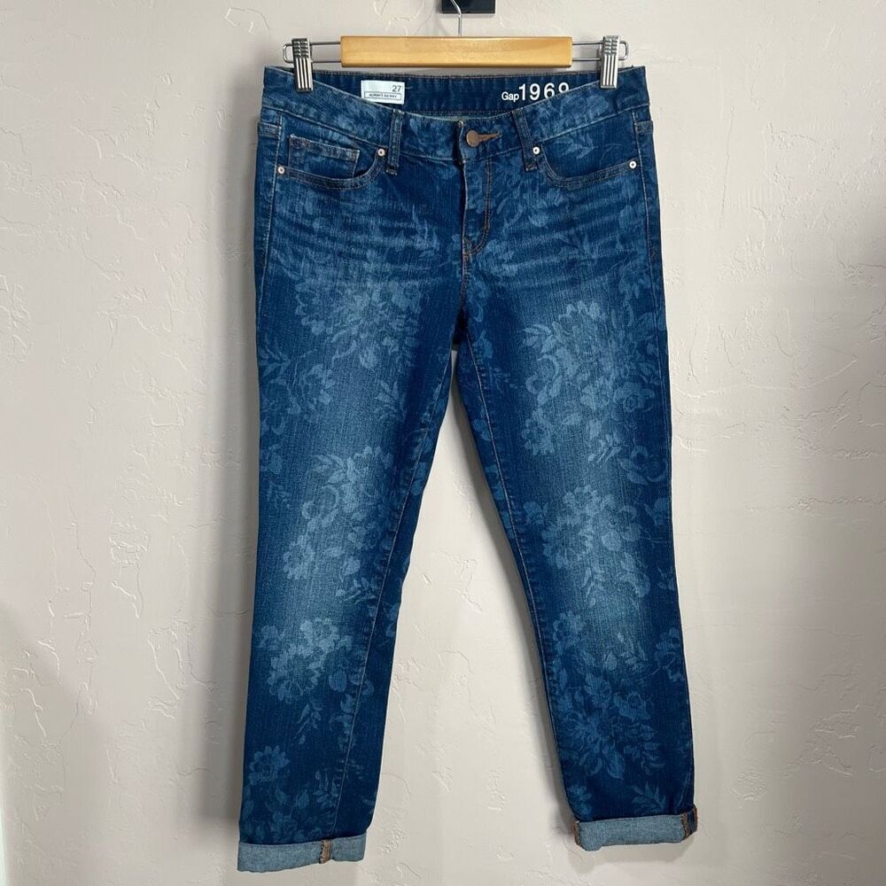 Gap 1969 Flower Bleached Blue Denim Jeans Size 27 Women's (always skinny)